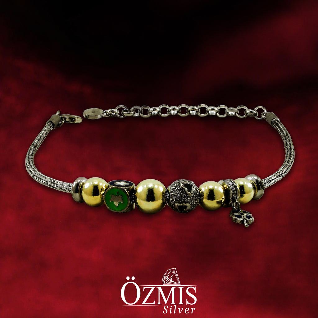 Yonca Charm ve Sarı Charm'lı Gümüş Bileklik