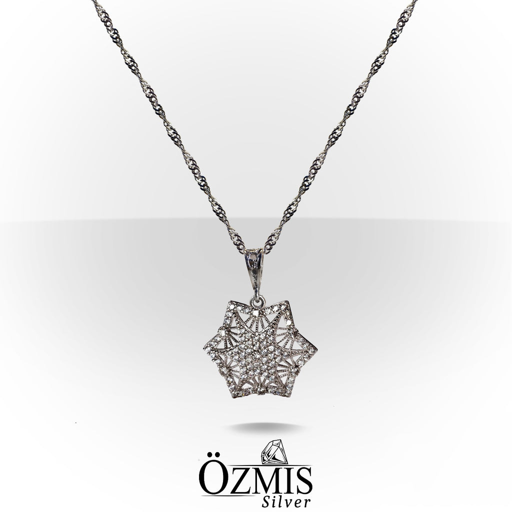 Kar Tanesi Detaylı Gümüş Set