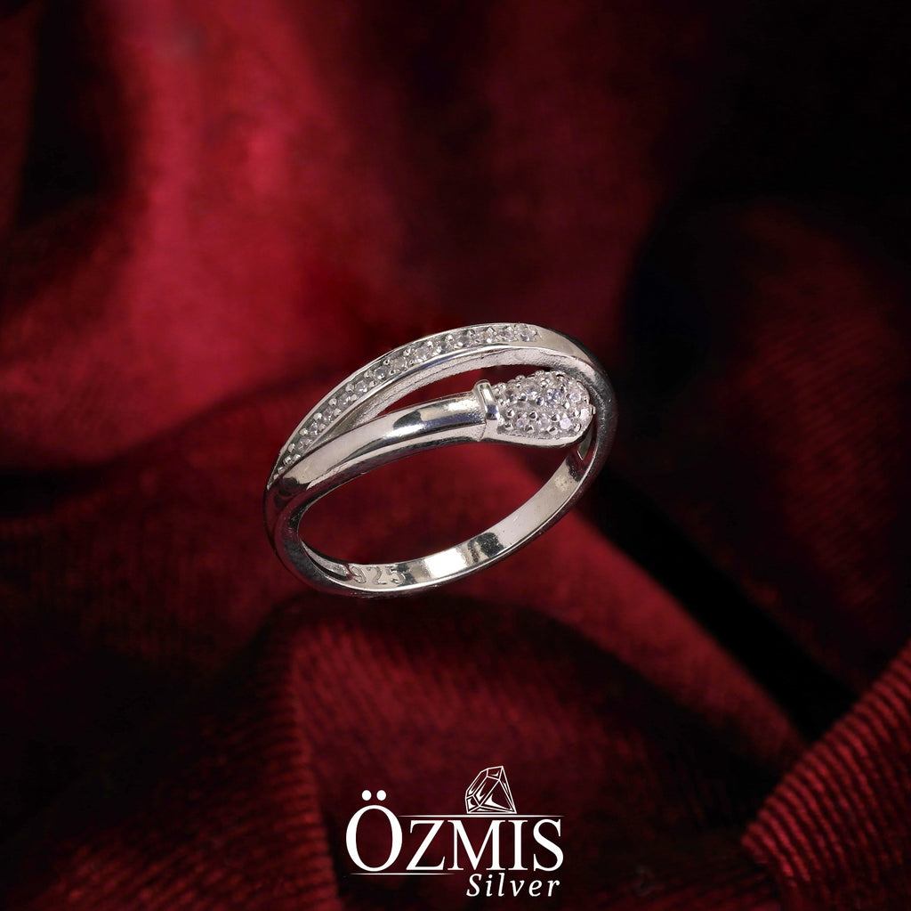 Beyaz, Işıltılı Zirkon Taşlı Gümüş Set