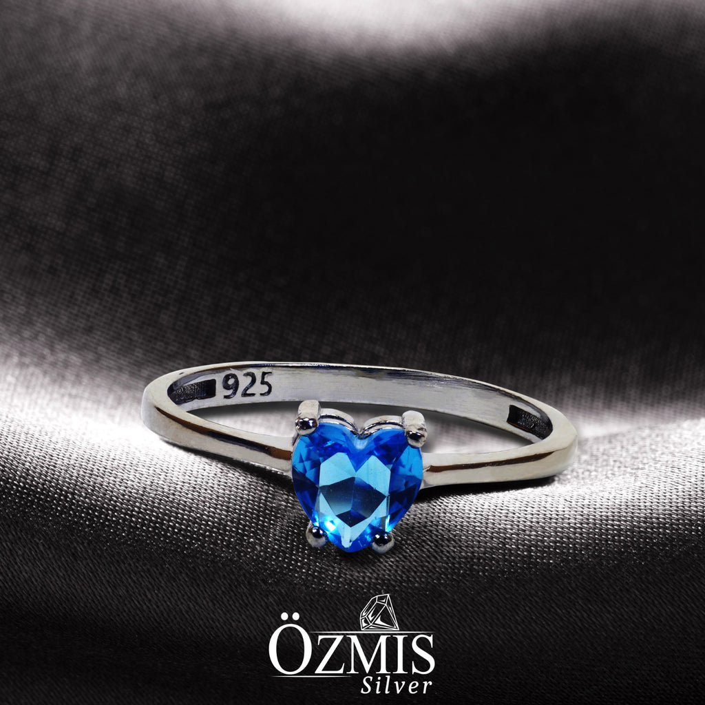 Kalp Detaylı Sitrin Taşlı Gümüş Set