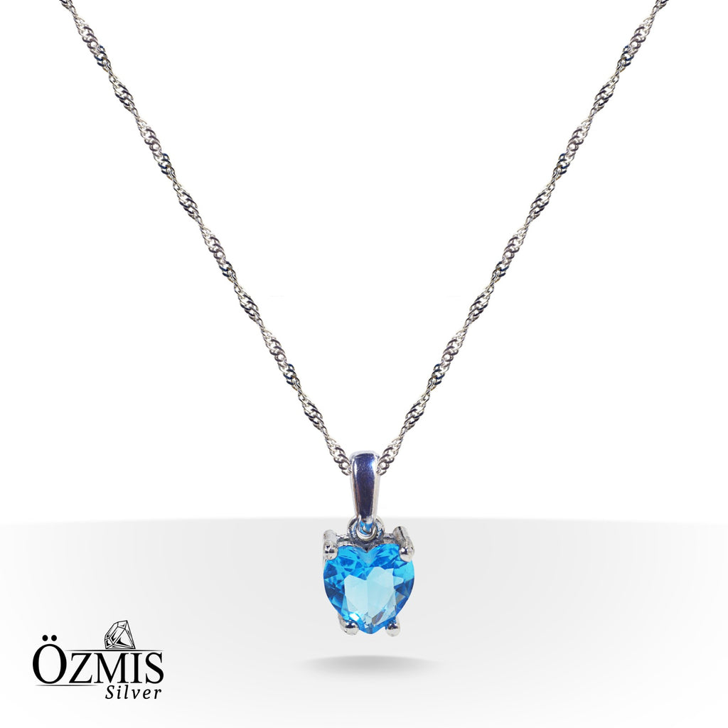 Kalp Detaylı Sitrin Taşlı Gümüş Set