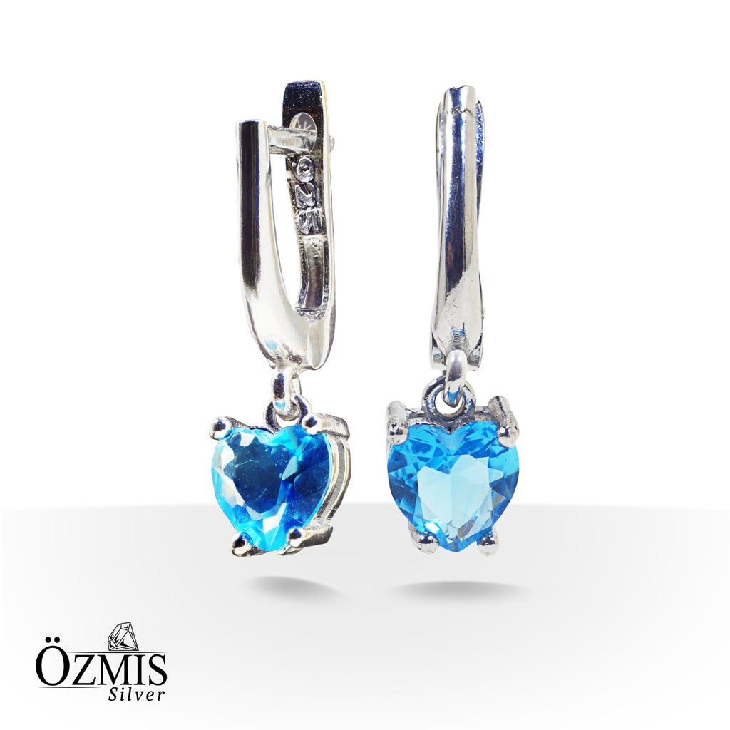 Kalp Detaylı Sitrin Taşlı Gümüş Set