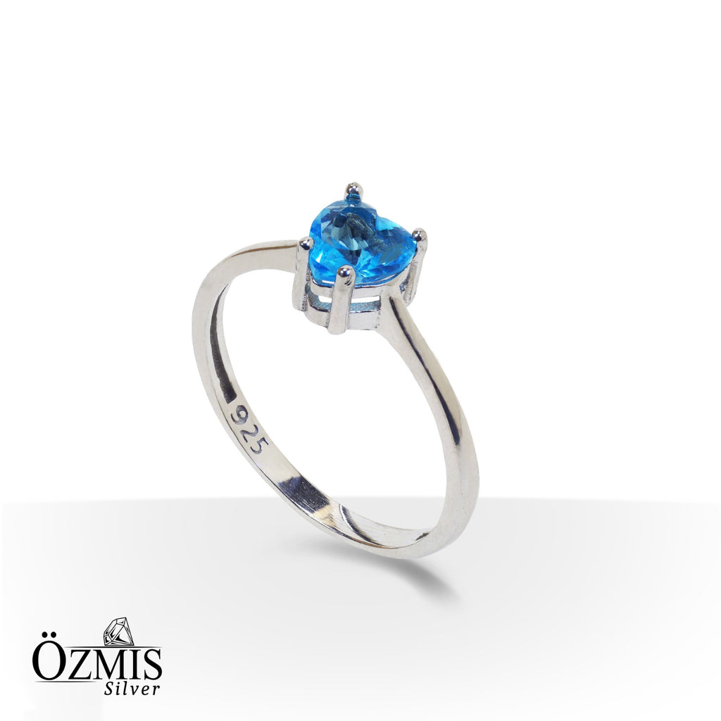 Kalp Detaylı Sitrin Taşlı Gümüş Set