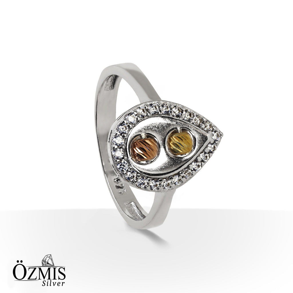 Zirkon Taş Detaylarıyla Süslenmiş Su Damlası Şeklinde Zarif Gümüş Set