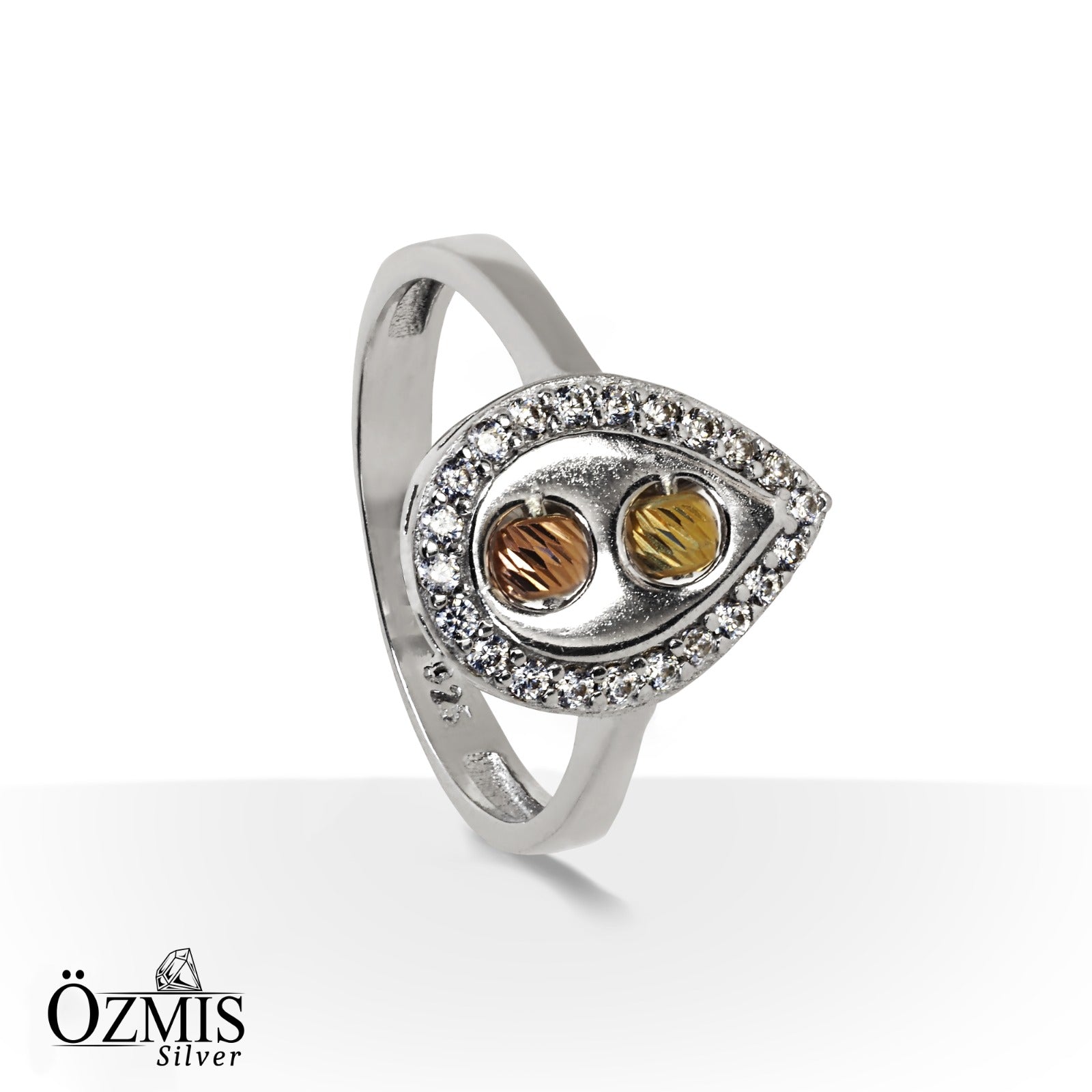 Zirkon Taş Detaylarıyla Süslenmiş Su Damlası Şeklinde Zarif Gümüş Set