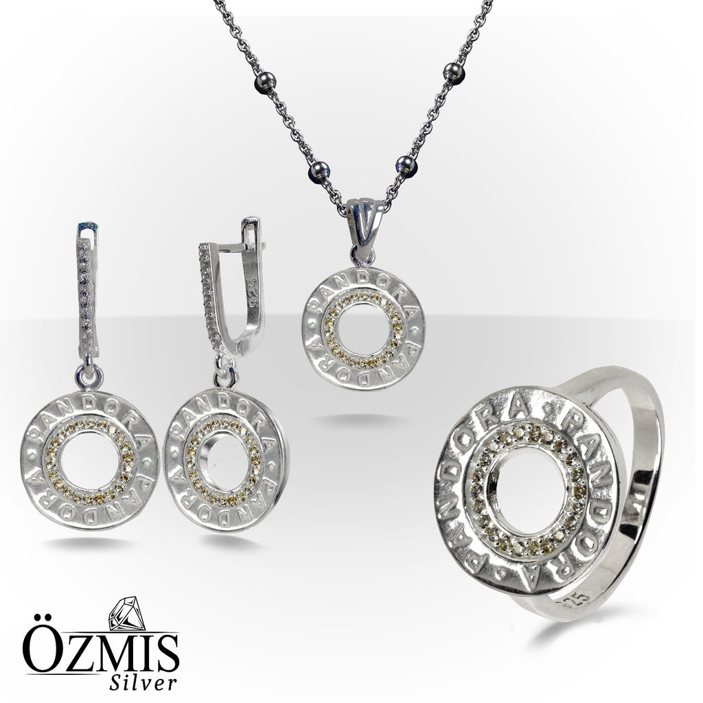 Pandora İlhamlı Yuvarlak Gümüş Set