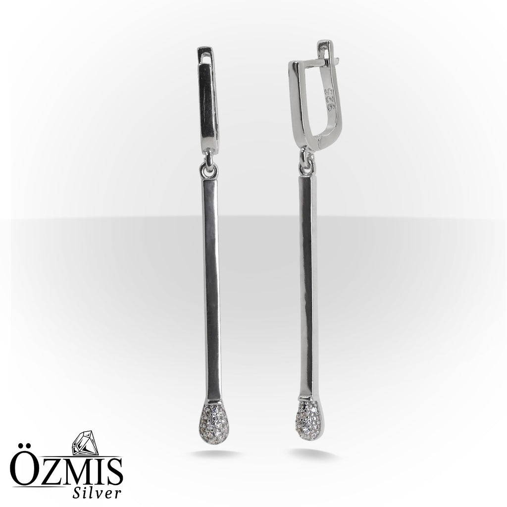 Beyaz, Işıltılı Zirkon Taşlı Gümüş Set