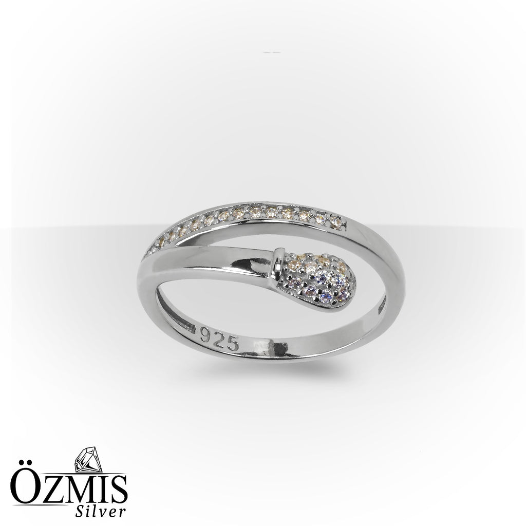 Beyaz, Işıltılı Zirkon Taşlı Gümüş Set