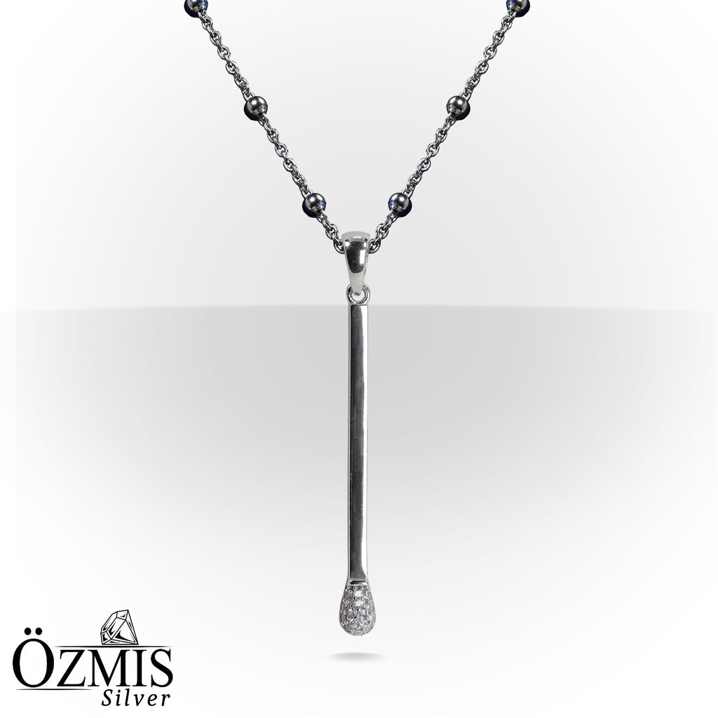 Beyaz, Işıltılı Zirkon Taşlı Gümüş Set